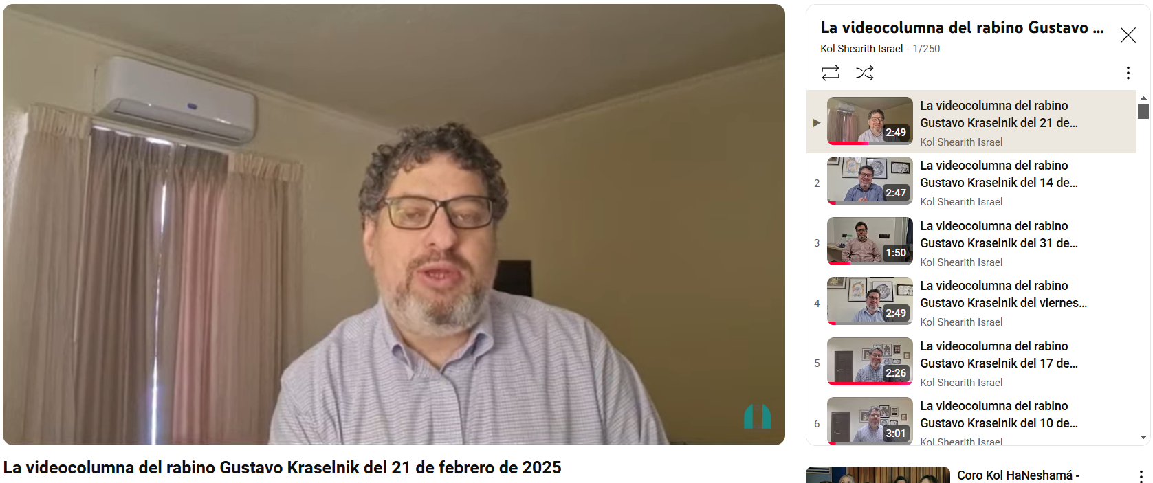 La videocolumna del rabino del 21 de febrero de 2025