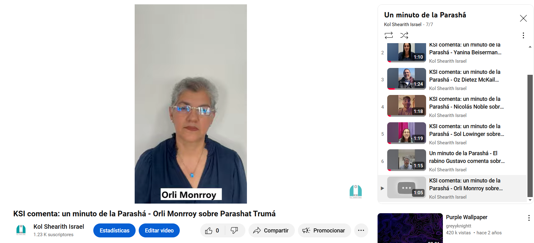 KSI comenta: un minuto de la Parashá – Orli Monrroy sobre Parashat Trumá