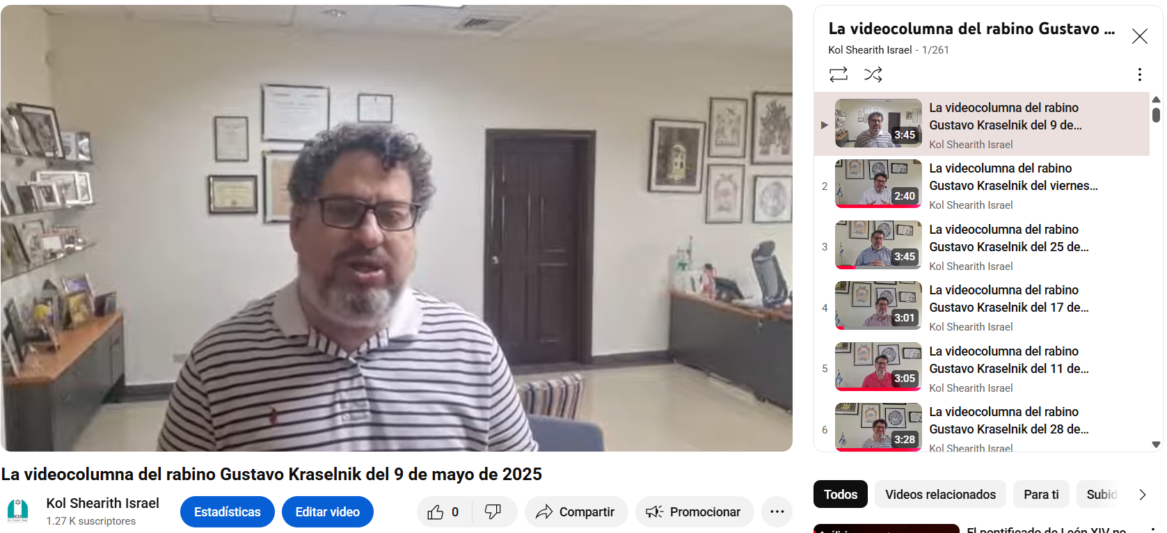 La videocolumna del rabino Gustavo del 9 de mayo de 2025