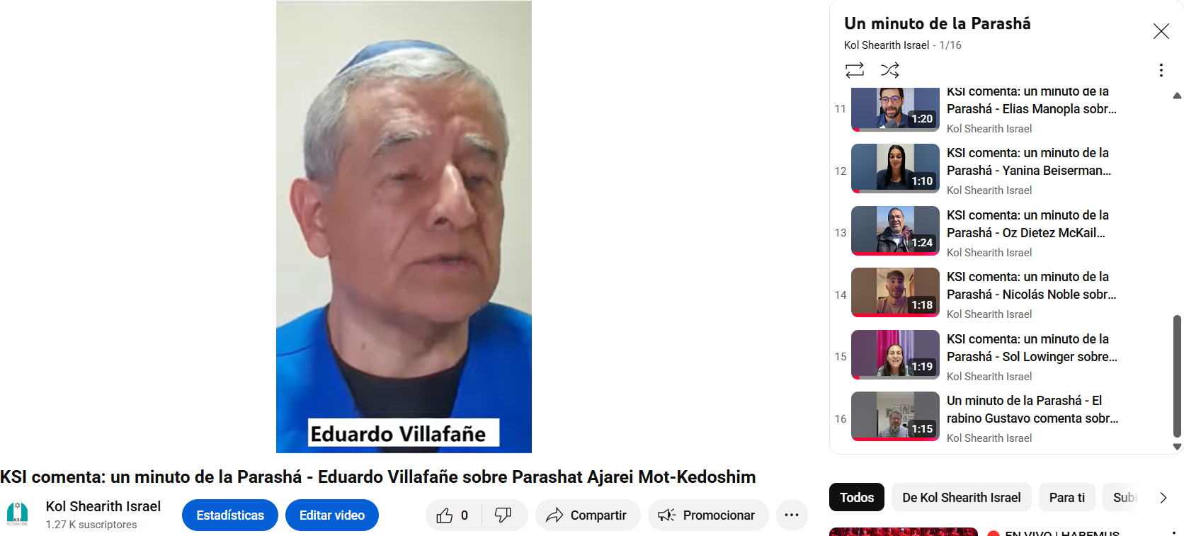 KSI comenta: un minuto de la Parashá – Eduardo Villafañe sobre Parashat Ajarei Mot-Kedoshim