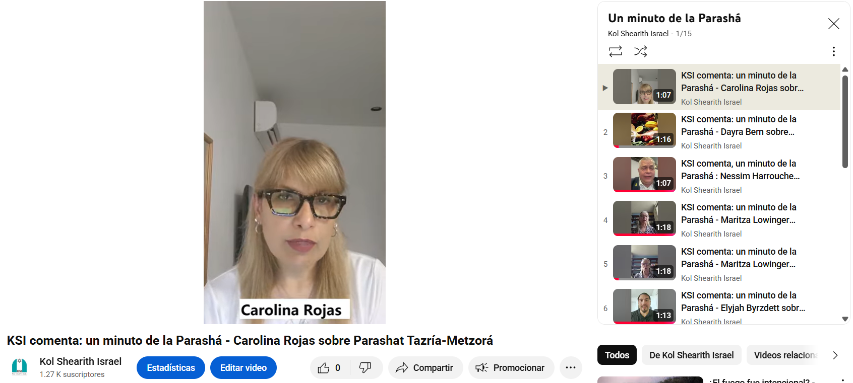 KSI comenta: un minuto de la Parashá – Carolina Rojas sobre Parashat Tazría-Metzorá