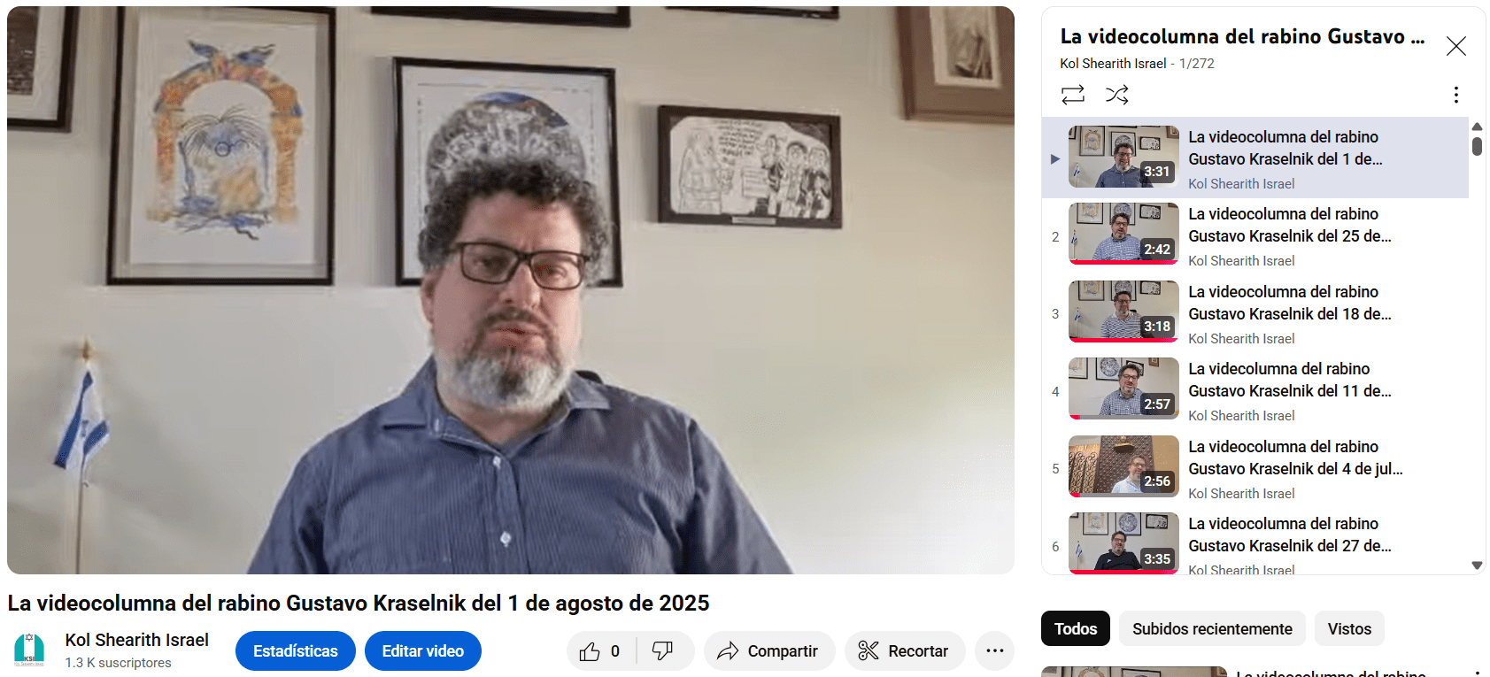 La videocolumna del rabino Gustavo del 1 de agosto de 2025