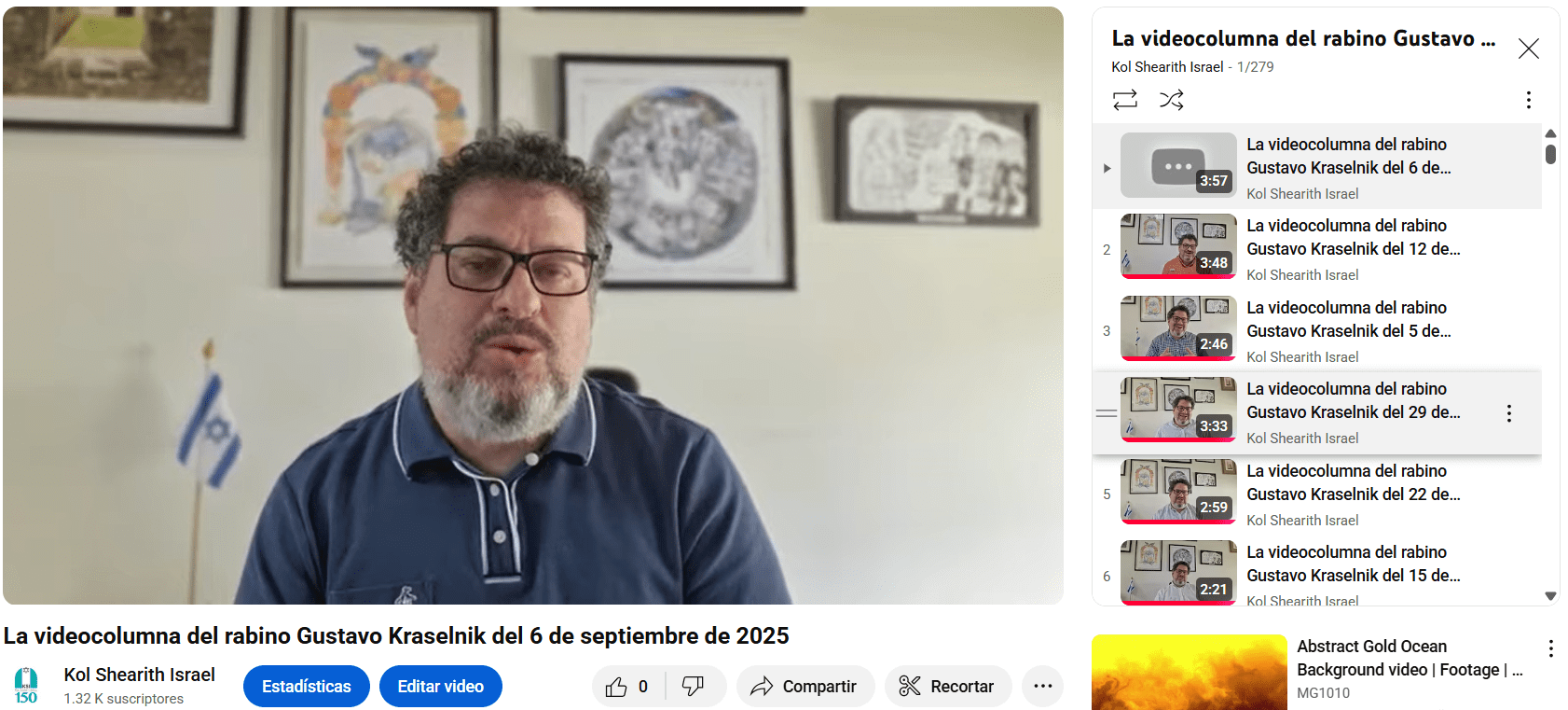 La videocolumna del rabino Gustavo del 26 de septiembre de 2025