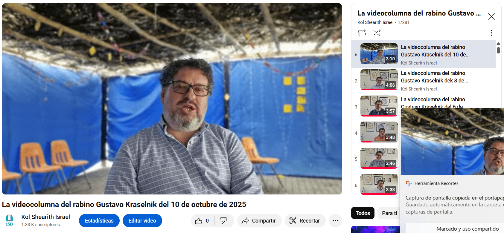 La videocolumna del rabino Gustavo del 10 de octubre de 2025