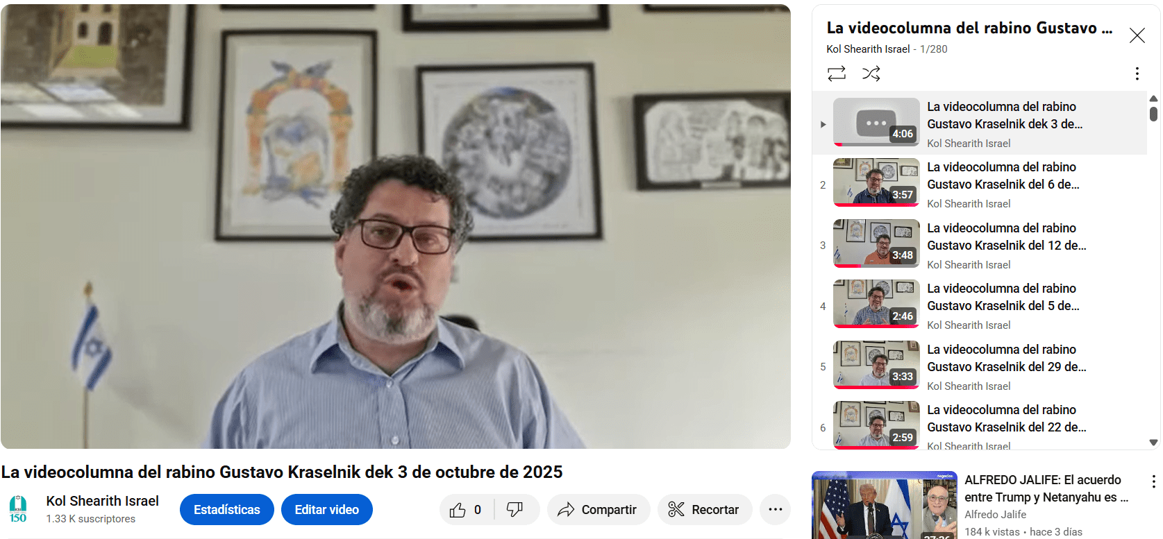 La videocolumna del rabino Gustavo del 3 de octubre de 2025