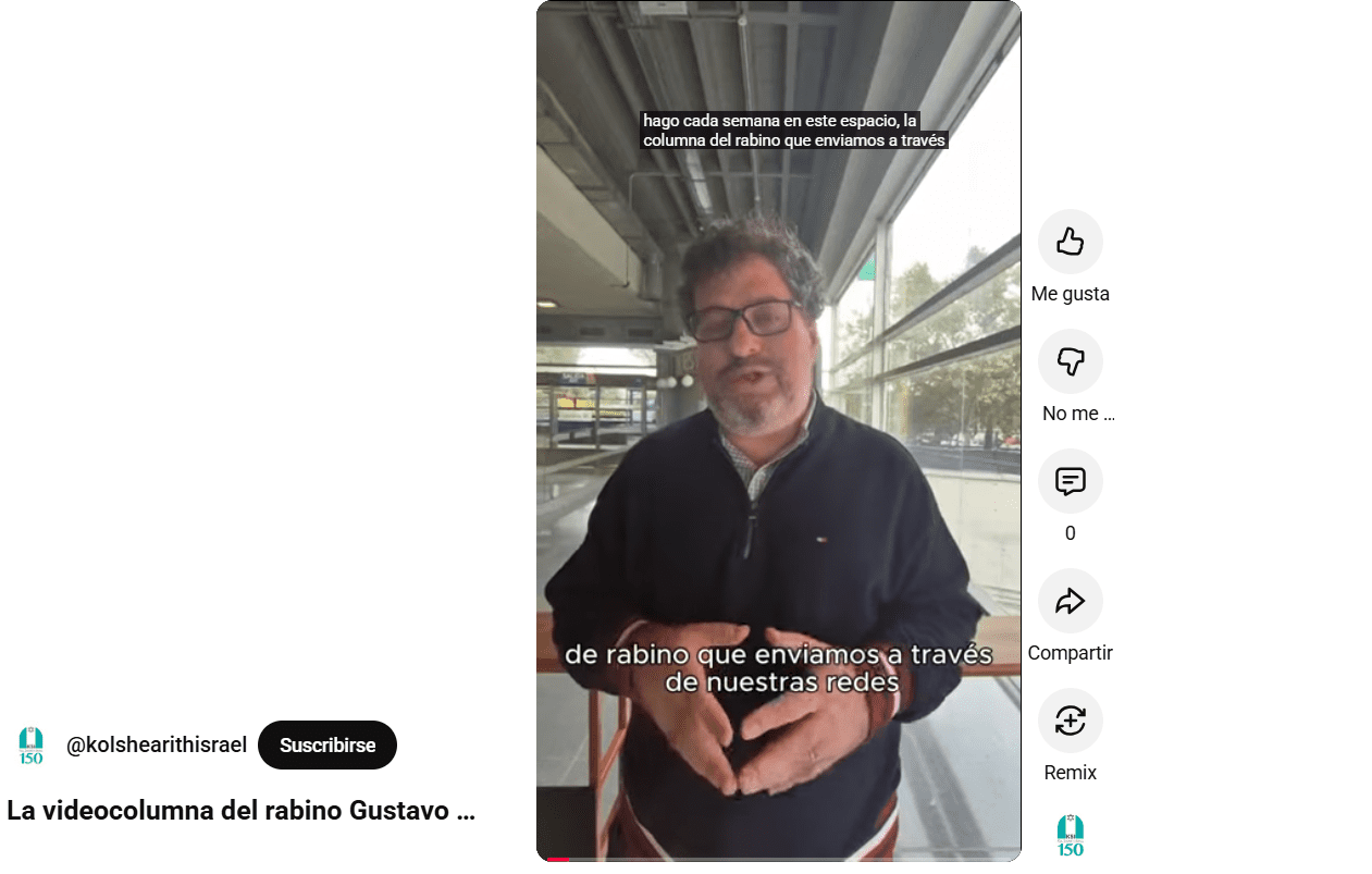 La videocolumna del rabino Gustavo del 31 de octubre de 2025