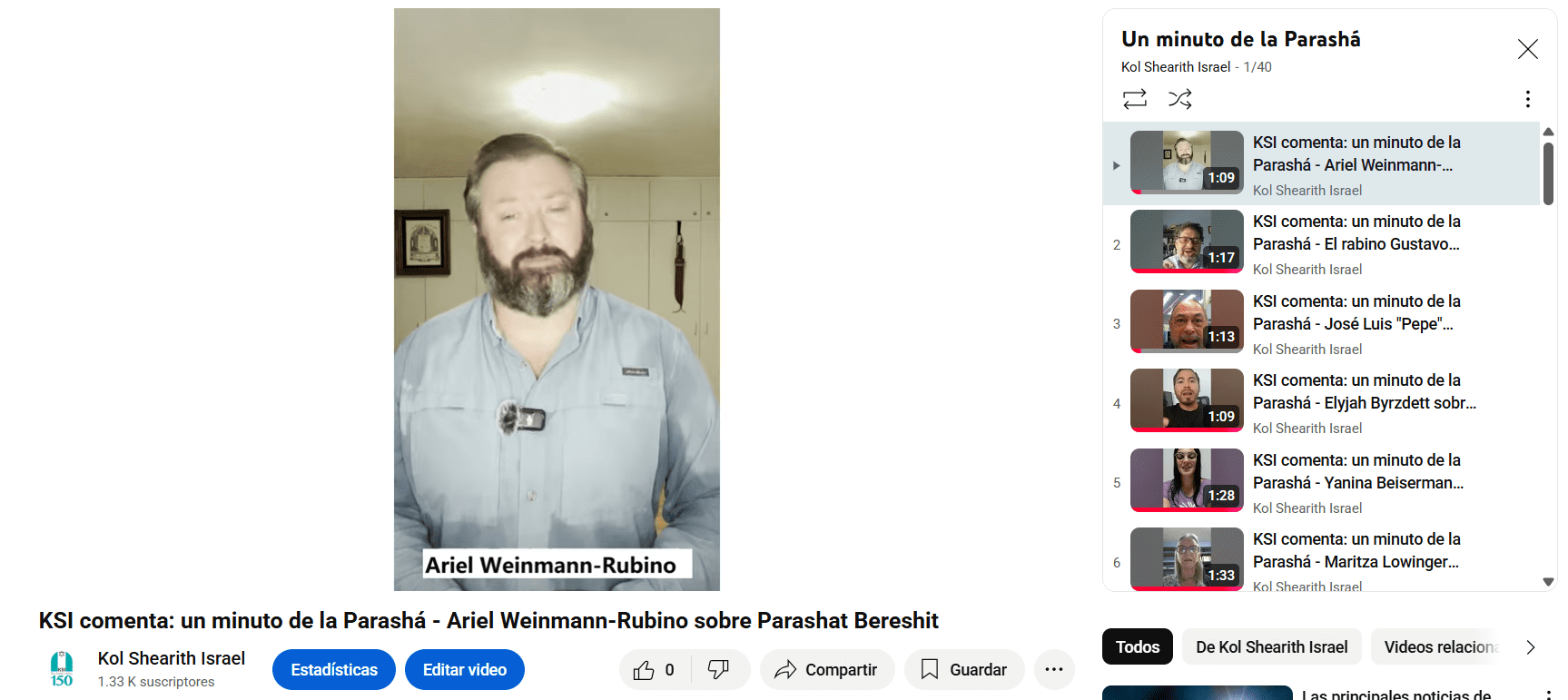 KSI comenta: un minuto de la Parashá – Ariel Weinmann-Rubino sobre Parashat Bereshit