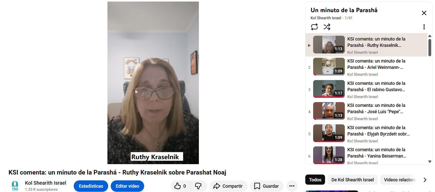 KSI comenta: un minuto de la Parashá – Ruthy Kraselnik sobre Parashat Noaj