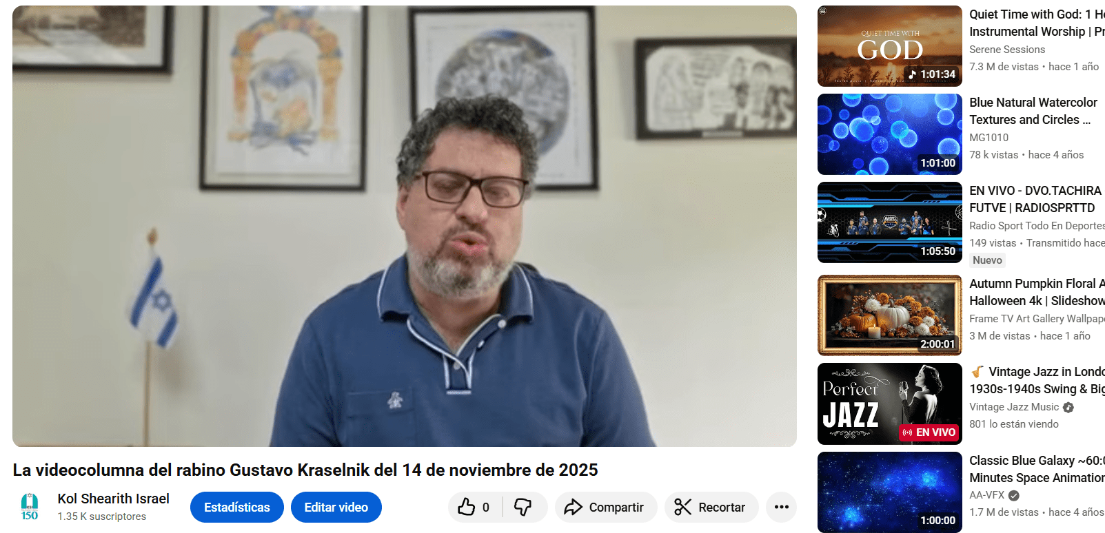 La videocolumna del rabino Gustavo del 14 de noviembre de 2025