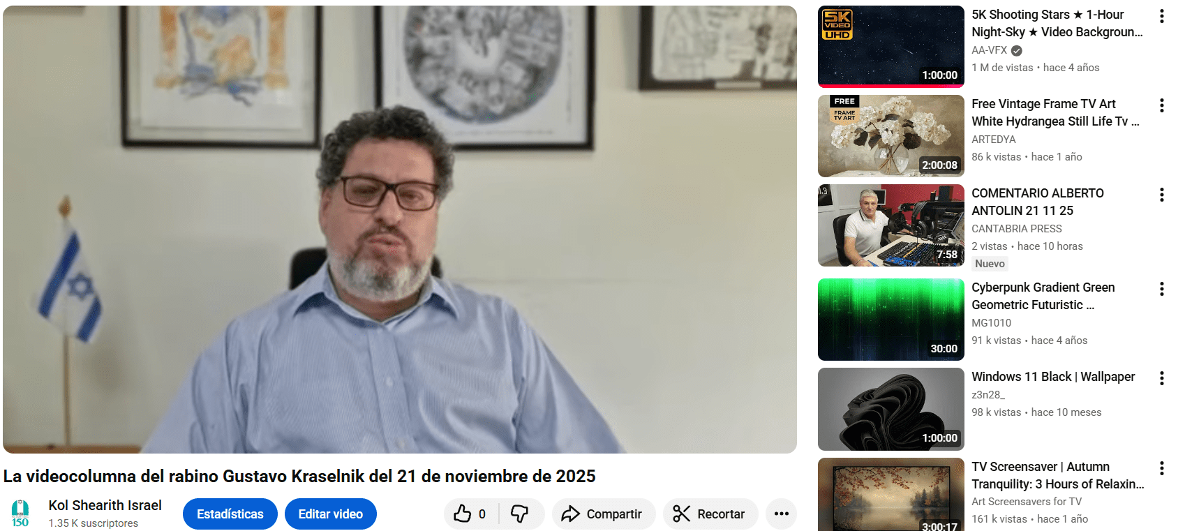 La videocolumna del rabino Gustavo del 21 de noviembre de 2025