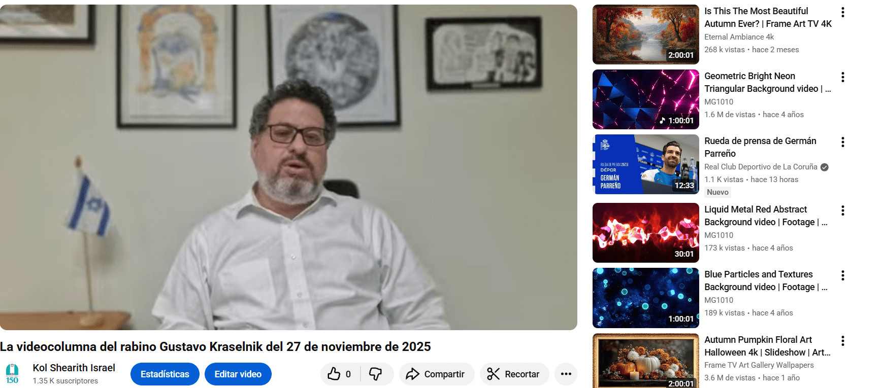 La videocolumna del rabino Gustavo del 27 de noviembre de 2025