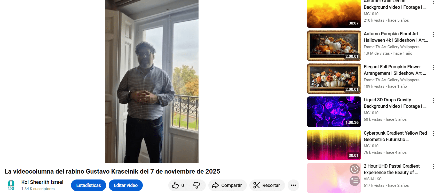 La videocolumna del rabino Gustavo del 7 de noviembre de 2025