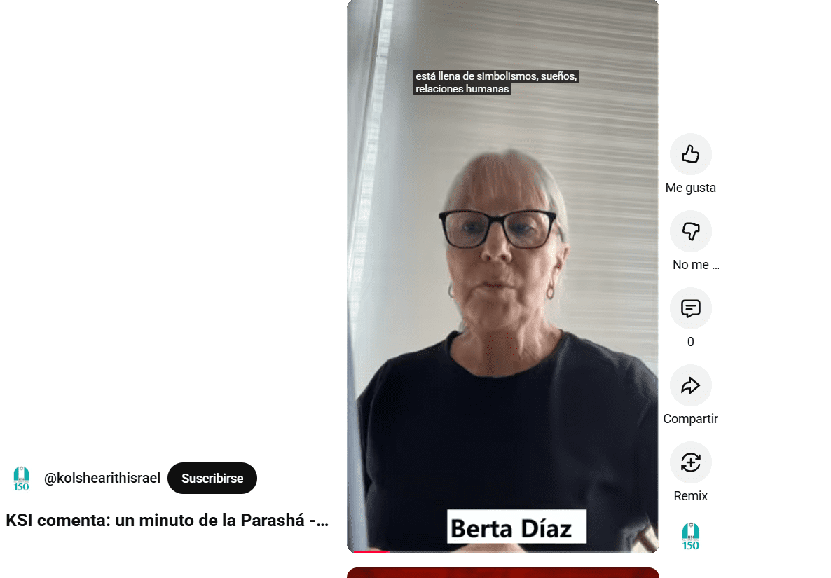 KSI comenta: un minuto de la Parashá – Berta Díaz sobre Parashat Vayetzé