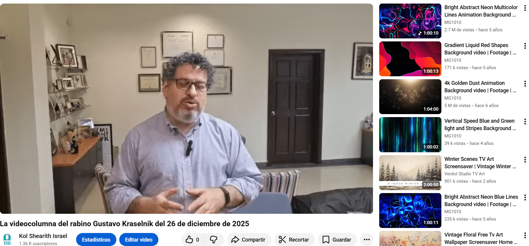 La videocolumna del rabino Gustavo del 26 de diciembre de 2025