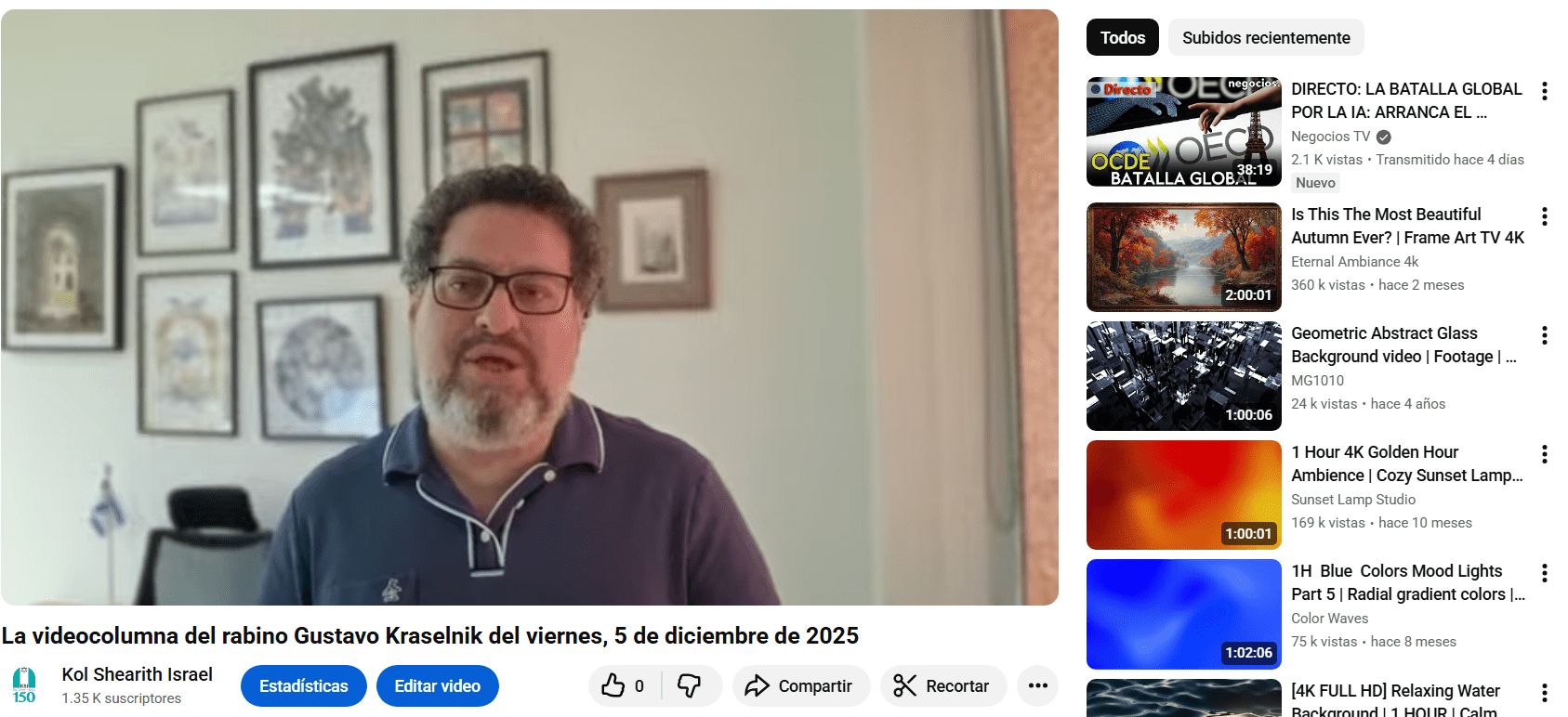 La videocolumna del rabino Gustavo del 5 de diciembre de 2025