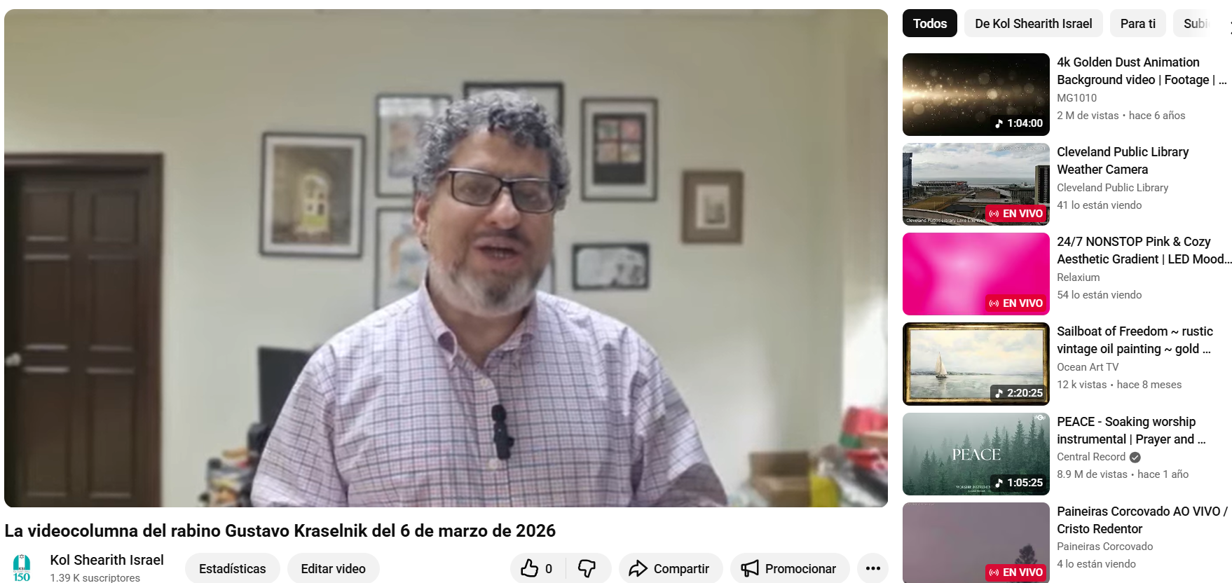 La videocolumna del rabino Gustavo del 6 de marzo de 2026