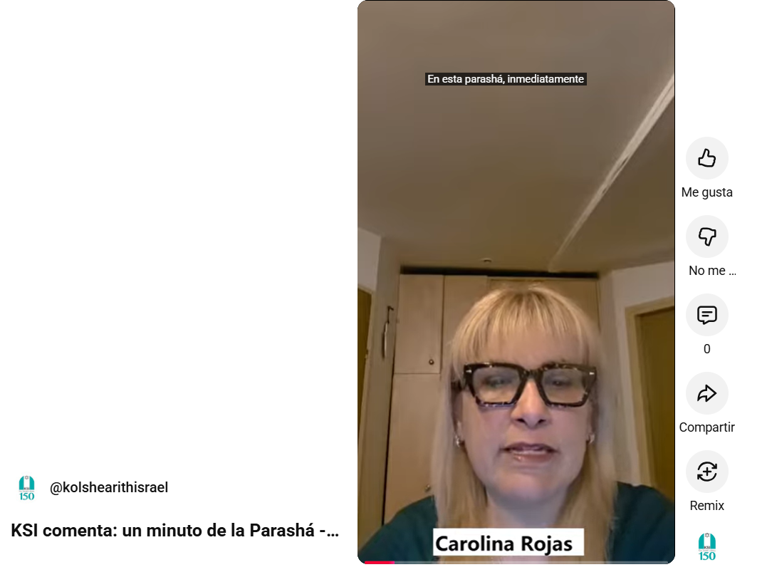 KSI comenta: un minuto de la Parashá – Carolina Rojas sobre Parashat Mishpatim