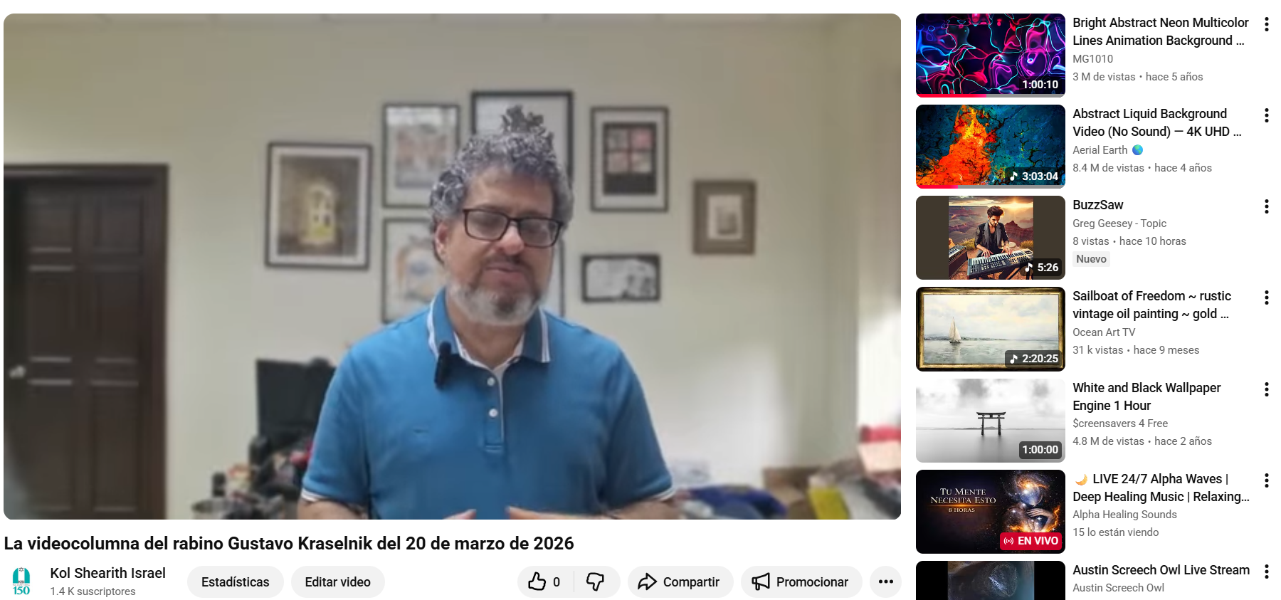 La videocolumna del rabino Gustavo del 20 de marzo de 2026