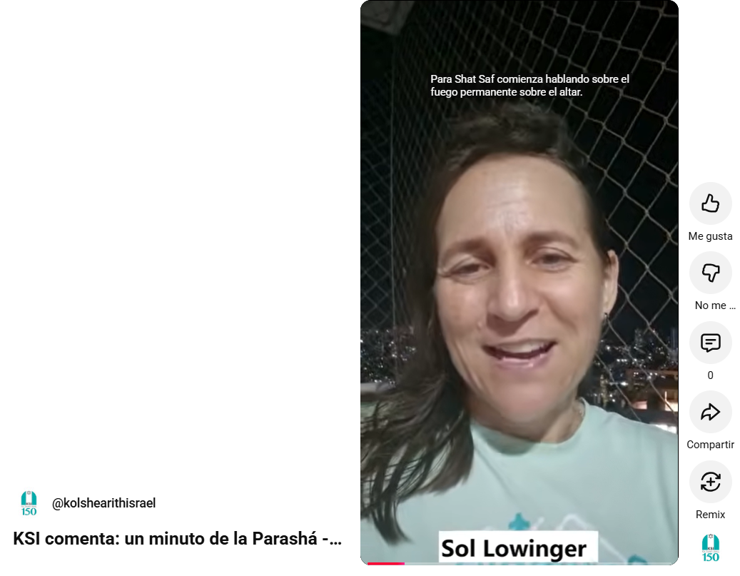 KSI comenta: un minuto de la Parashá – Sol Lowinger sobre Parashat Tzav