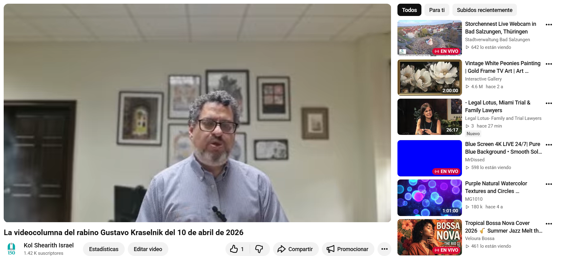 La videocolumna del rabino Gustavo del 10 de abril de 2026