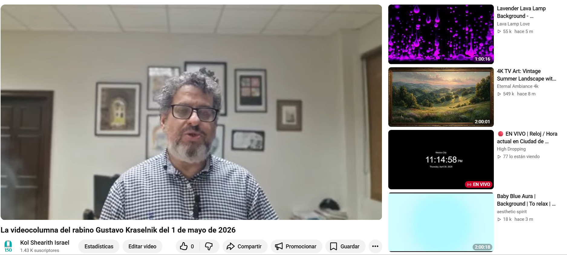 La videocolumna del rabino Gustavo del 1 de mayo de 2026