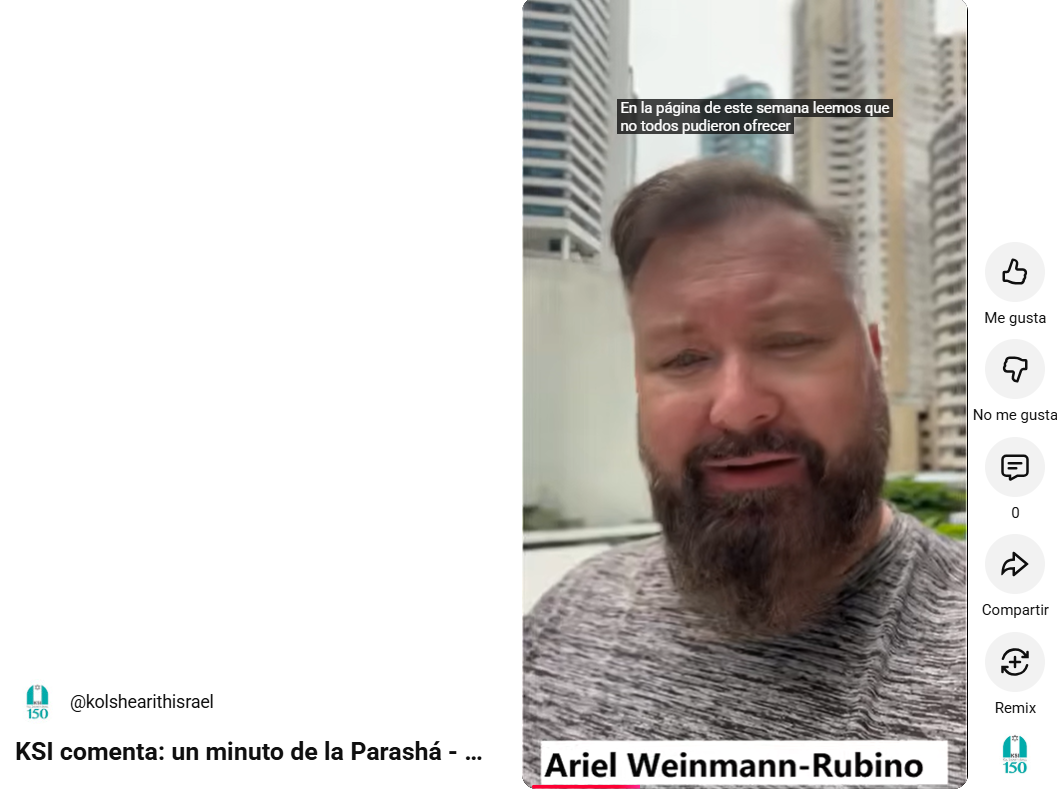 KSI comenta: un minuto de la Parashá – Ariel Weinmann-Rubino sobre Parashat Behalotjá